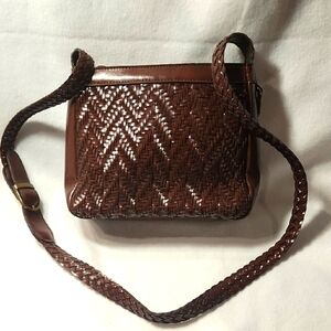 Elegant Brown Woven Crossbody Bag